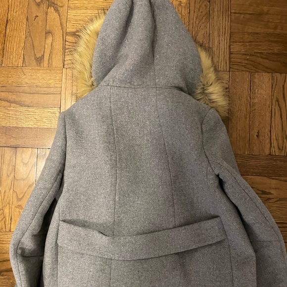 Maje Faux Fur-Trimmed Wool-Blend Felt Hooded Coat - Picture 3 of 3